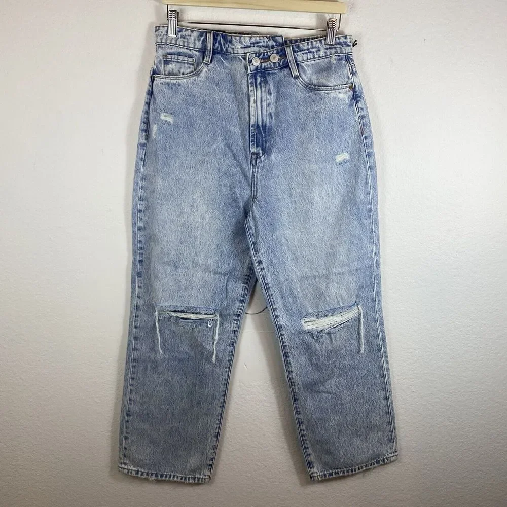 NWT Blank‎ NYC Women's Size 29 The Baxter Ribcage Straight Leg Jeans Overlap Rip
